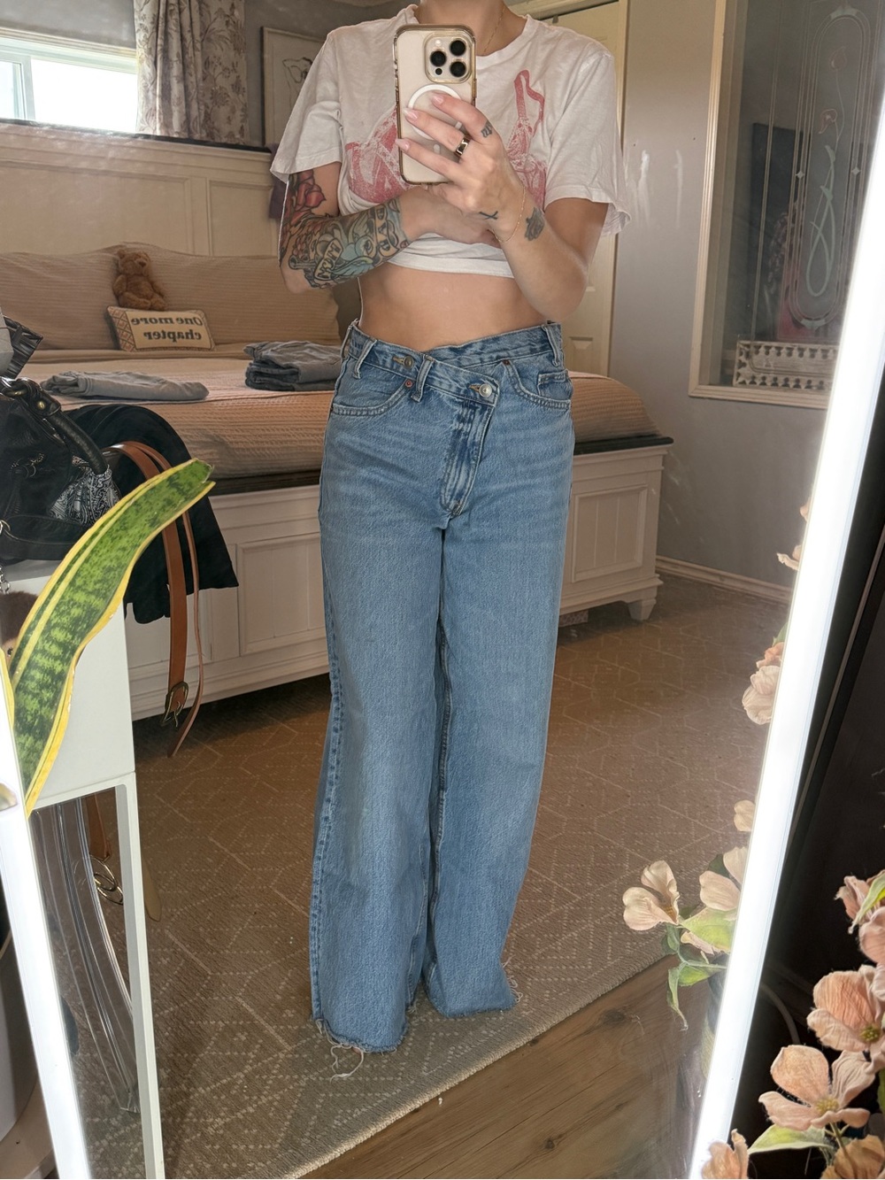 Zara Light Blue Wide-Leg High-Rise Jeans